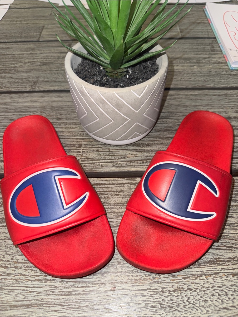 Boys Champion Ipo Big C Logo Slide Sandals, size 3 (little kid)